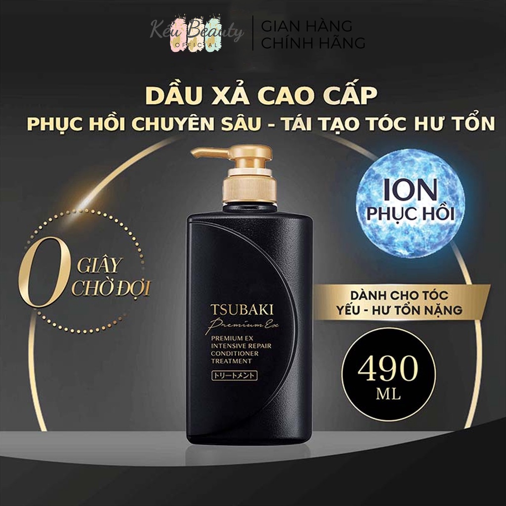 Bộ đôi gội xả Tsubaki đen Phục hồi hư tổn nặng & giảm gãy rụng - Tsubaki Premium EX Intensive Repair 490ml