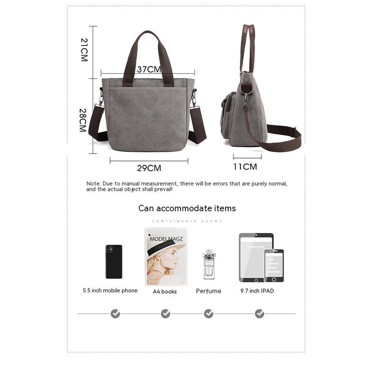 Túi Xách Đeo Vai Bằng Vải Bạt Kích Thước Lớn Phong Cách Mới 2023 Dễ Phối Đồ Cho Nữ