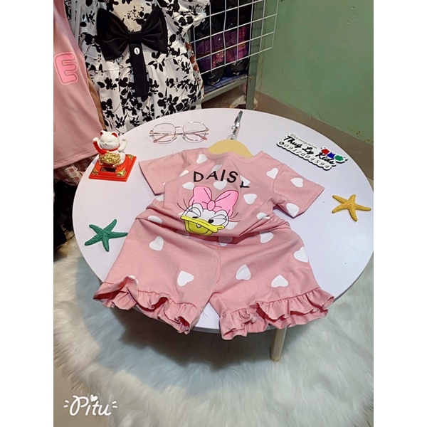 Set bộ cộc tay cho bé gái mẫu vịt DONA, chất cotton mềm mịn, thoáng mát, thấm hút mồ hôi siêu tốt