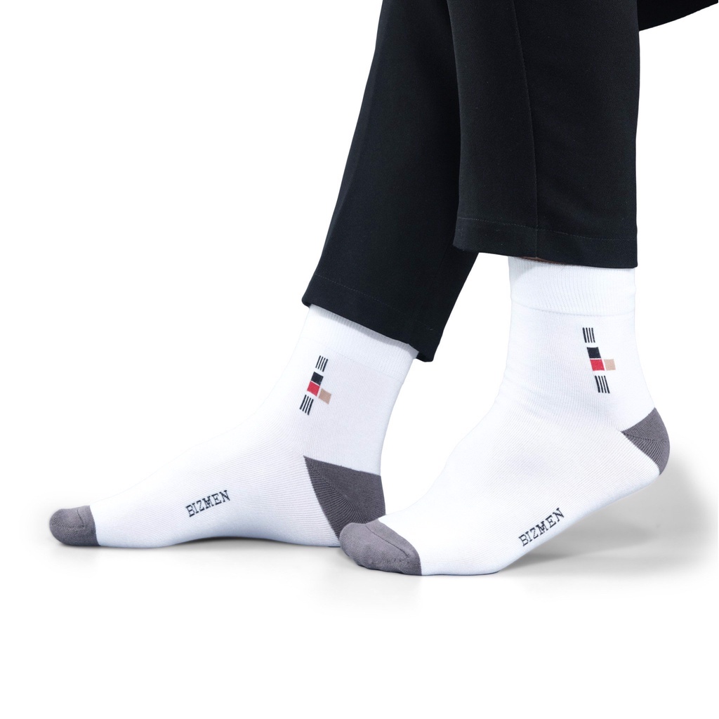 Tất vớ nam công sở Bizmen CHÍNH HÃNG cao cấp cổ ngắn trung cao hài cổ thuyền Cotton kháng khuẩn khử mùi JIZOE TNA01
