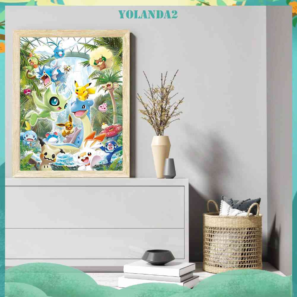 Tranh Đính Đá Kim Cương Toàn Bộ 5D DIY Hình Pokemon