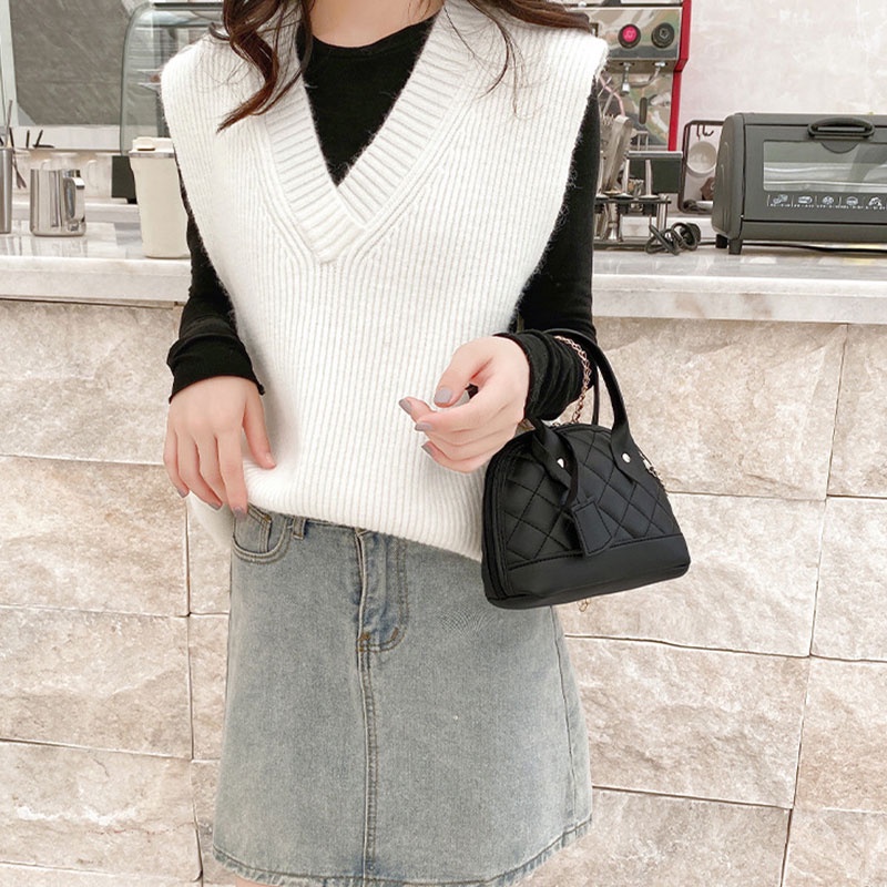 MISCHA Túi Đeo Chéo Vai Bằng Da PU Thêu Chữ Thời Trang Hàn Quốc Dành Cho Nữ