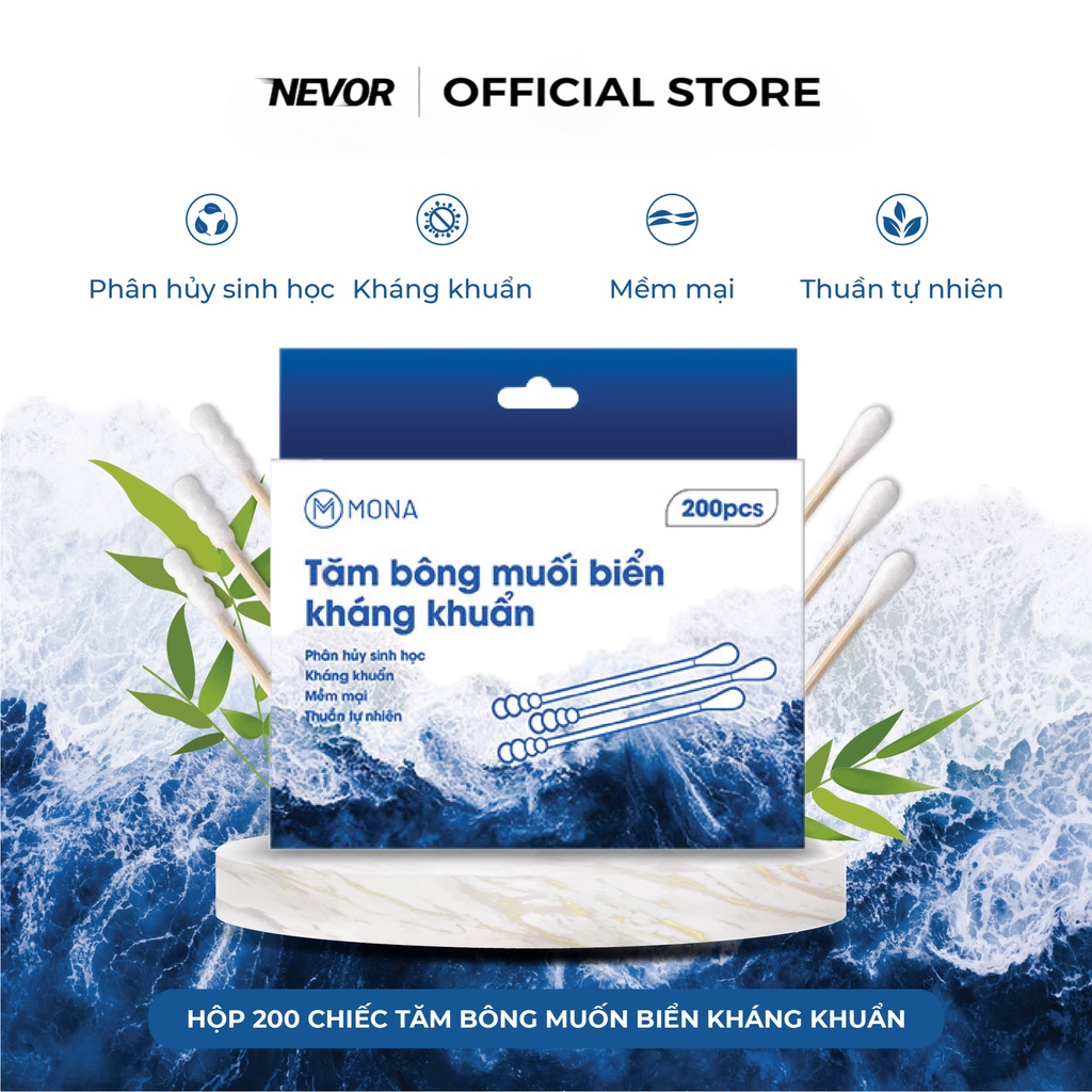 Tăm Bông Kháng Khuẩn Muối Biển Phân Hủy Sinh Học Thương Hiệu Mona Mask.