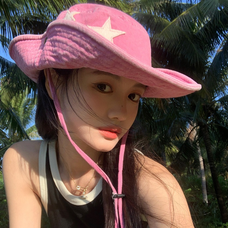 Mũ Tai Bèo Vành Rộng Chống Nắng Phong Cách Cao Bồi Vintage Phương Tây Y2K Hot Girl