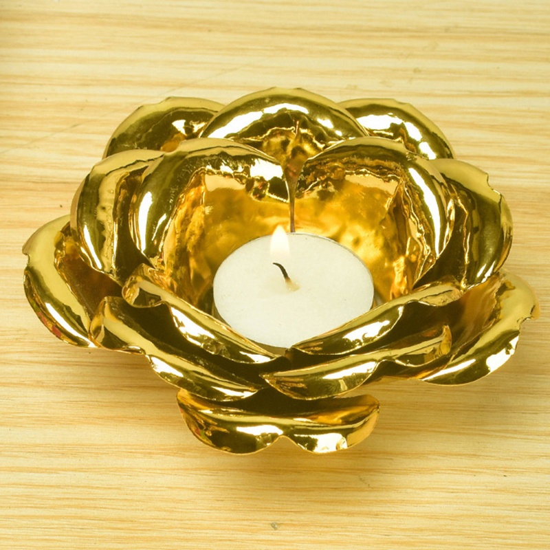 Giá Đỡ Nến Bằng Kim Loại Mạ Sắt Hình Hoa Sen Phong Cách Bắc Âu