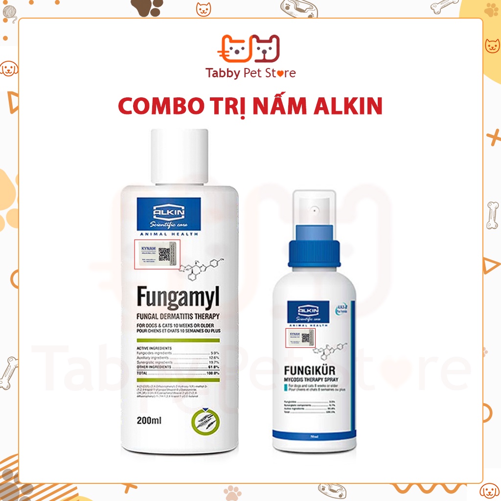 Combo Chuyên chữa các loại Nấm viêm da ghẻ cho chó mèo thú cưng chính hãng ALKIN