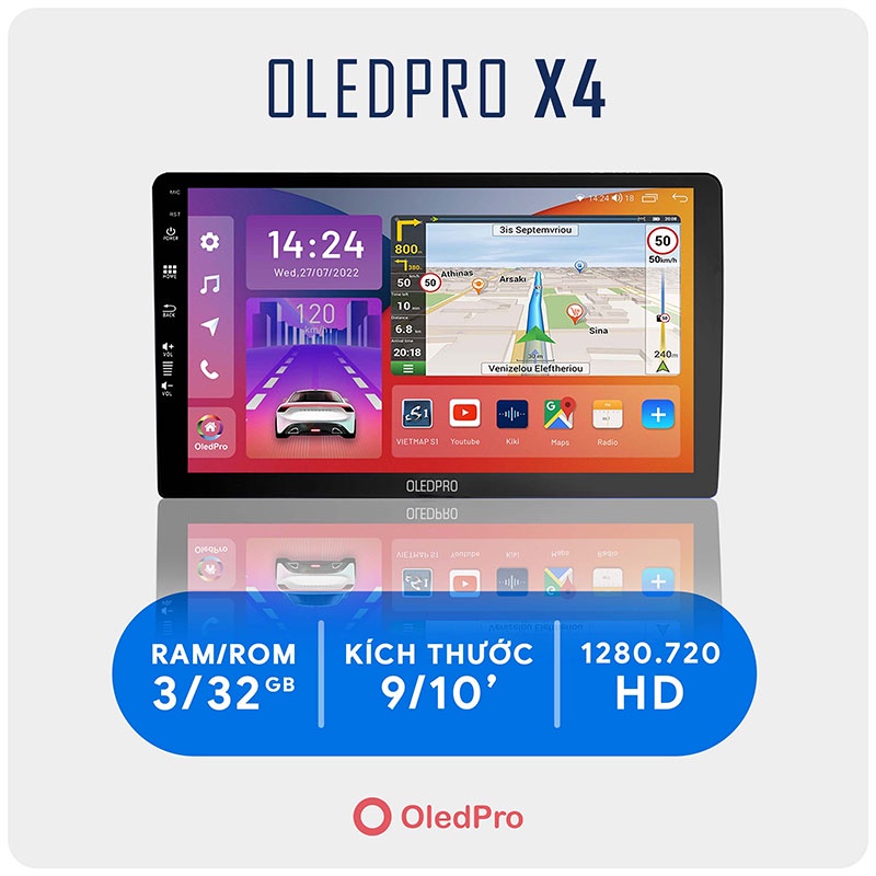 MÀN HÌNH OLEDPRO X4 và x4s CAMERA 360 , MẶT KÍNH XANH RAM 3-32GB TÍCH HỢP CAMERA 360 BẢN ĐỒ VIETMAPS1