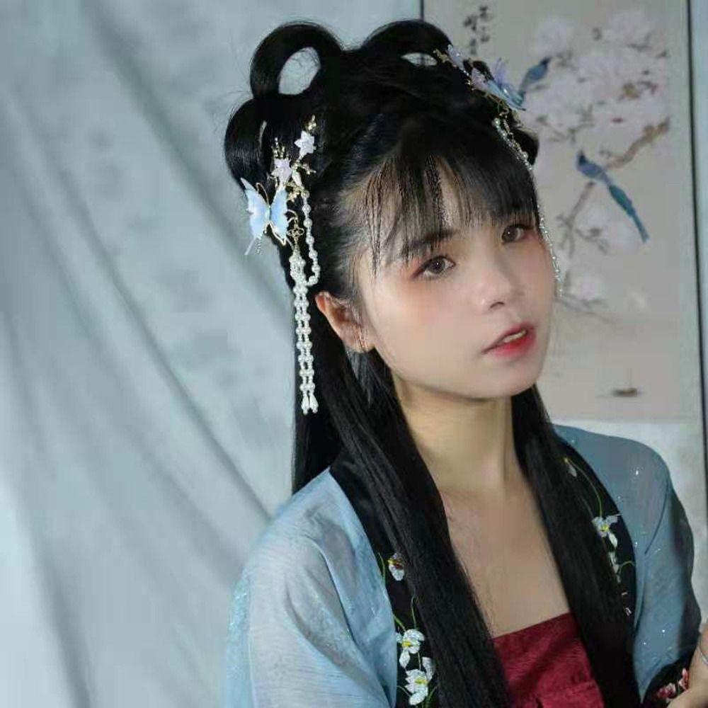 Kẹp Tóc Hình Bướm Phối Tua Rua Kiểu Hán Phục Trung Hoa Dễ Thương Cho Bé Gái