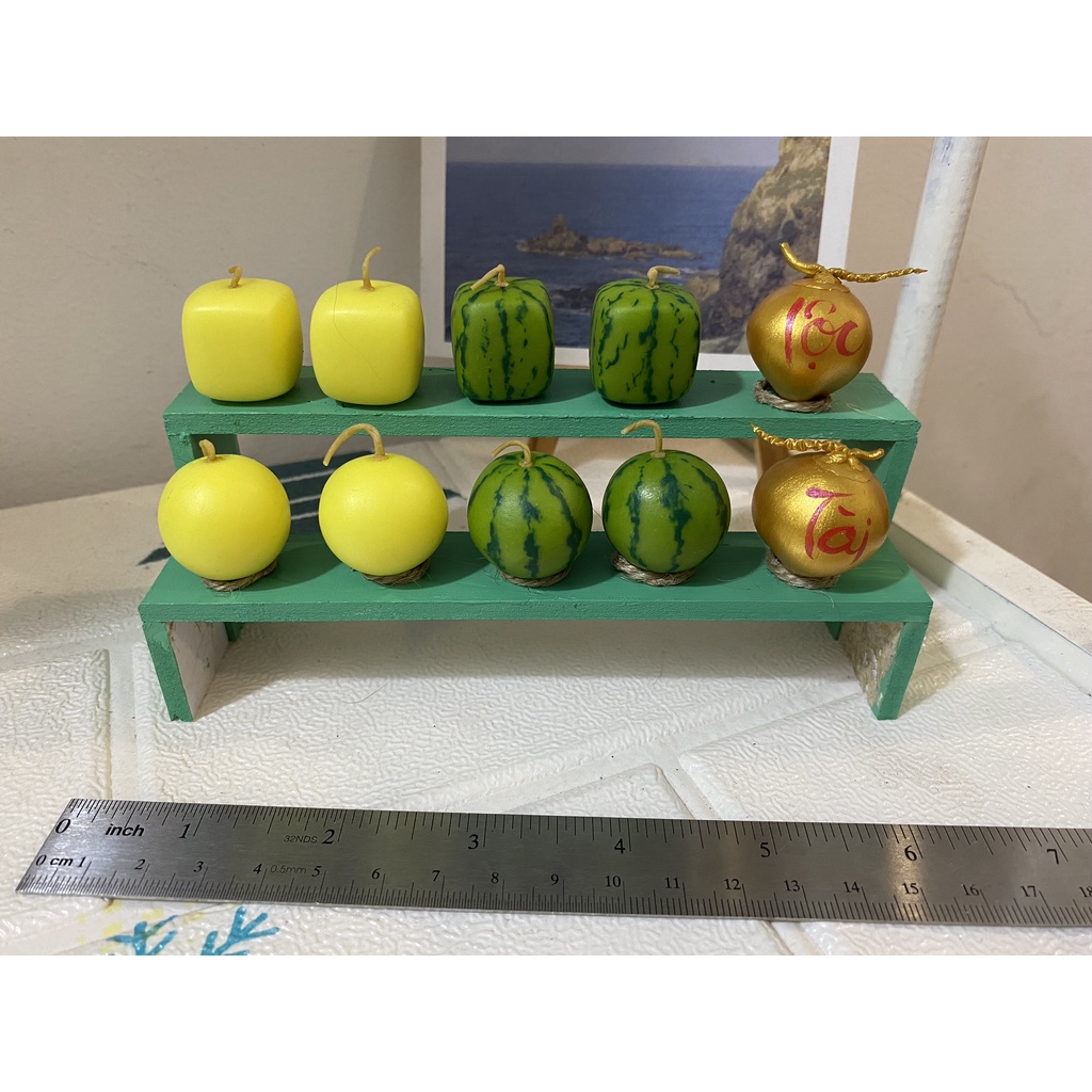 Mô hình trái dưa hấu, dưa hấu vuông cho nhà búp bê từ đất sét, tỉ lệ 1/6, 1/8