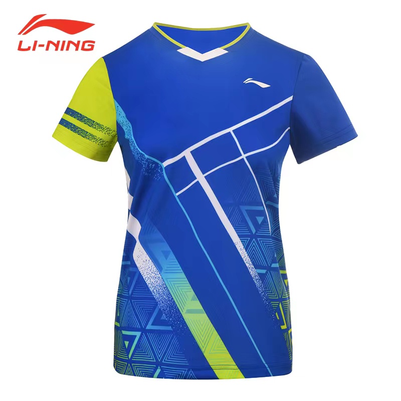 Li Ning Áo Thun Thể Thao Cầu Lông Tay Ngắn Thoáng Khí Nhanh Khô Cho Nam Và Nữ Trẻ Em
