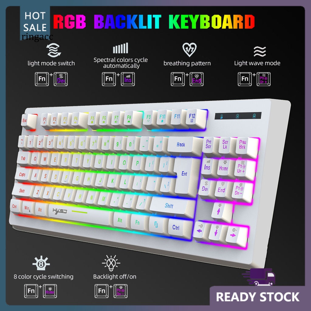 Bàn Phím Không Dây 2.4GHz Có Đèn Nền RGB Dành Cho Game Thủ Văn Phòng