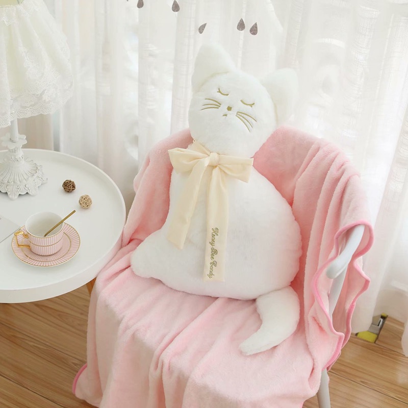 Chăn Gối Hình Mèo Ba Chiều Nhồi Bông Dễ Thương