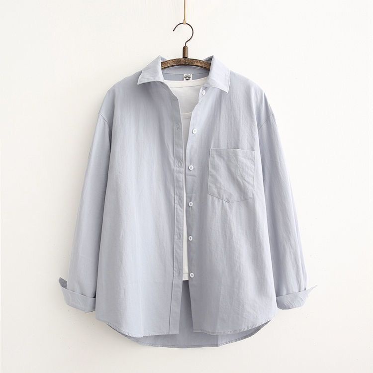 Áo Sơ Mi Tay Dài Dáng Rộng Màu Trơn Phong Cách Hàn Quốc Thời Trang Mùa Xuân Mới 2023