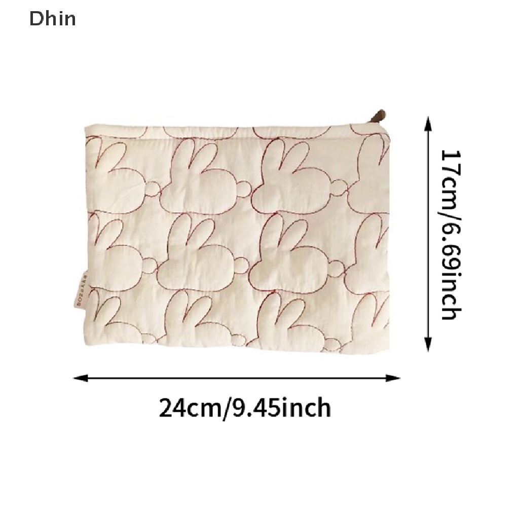 [Dhin] Túi Xách Đựng Đồ Trang Điểm May Chần Có Khóa Kéo Làm Đẹp Phong Cách Hàn Quốc Cho Nữ Giới