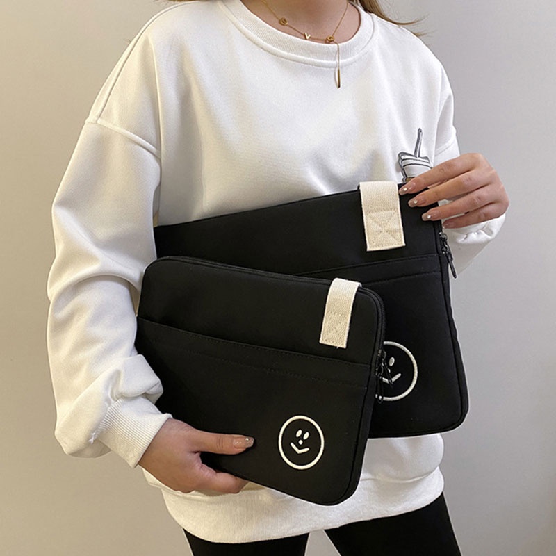 Túi đeo chéo YADOU đựng laptop/ ipad chống sốc thêu hình mặt cười phong cách Hàn Quốc
