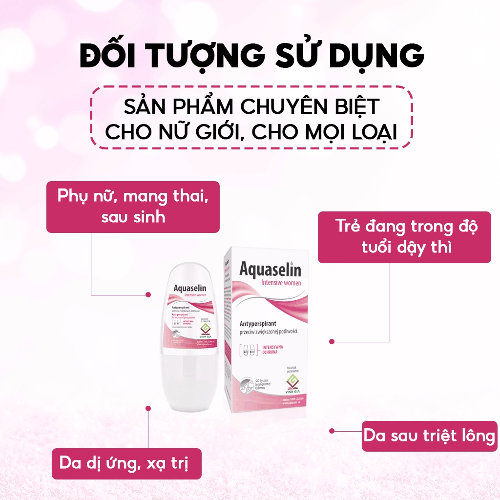 Lăn Nách AQUASELIN Intensive Women Cho Nữ Không Mùi Không Thâm Nách Giảm Mồ Hôi Lên Đến 72h