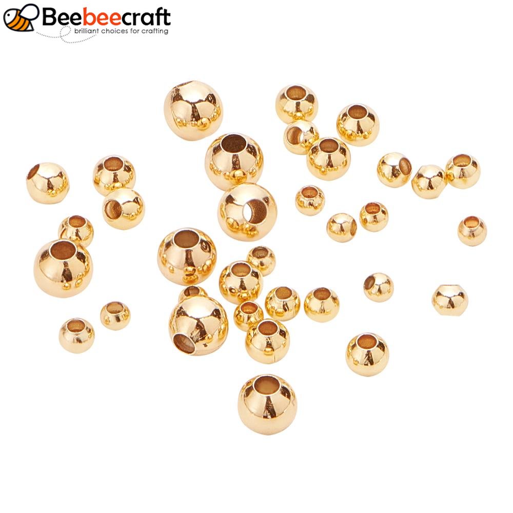 1 Hộp 200 Hạt Xỏ Lỗ Tròn Mạ Vàng 18K Với 4 Kích Cỡ Khác Nhau (0.5-1.5mm) Dùng Làm Trang Sức