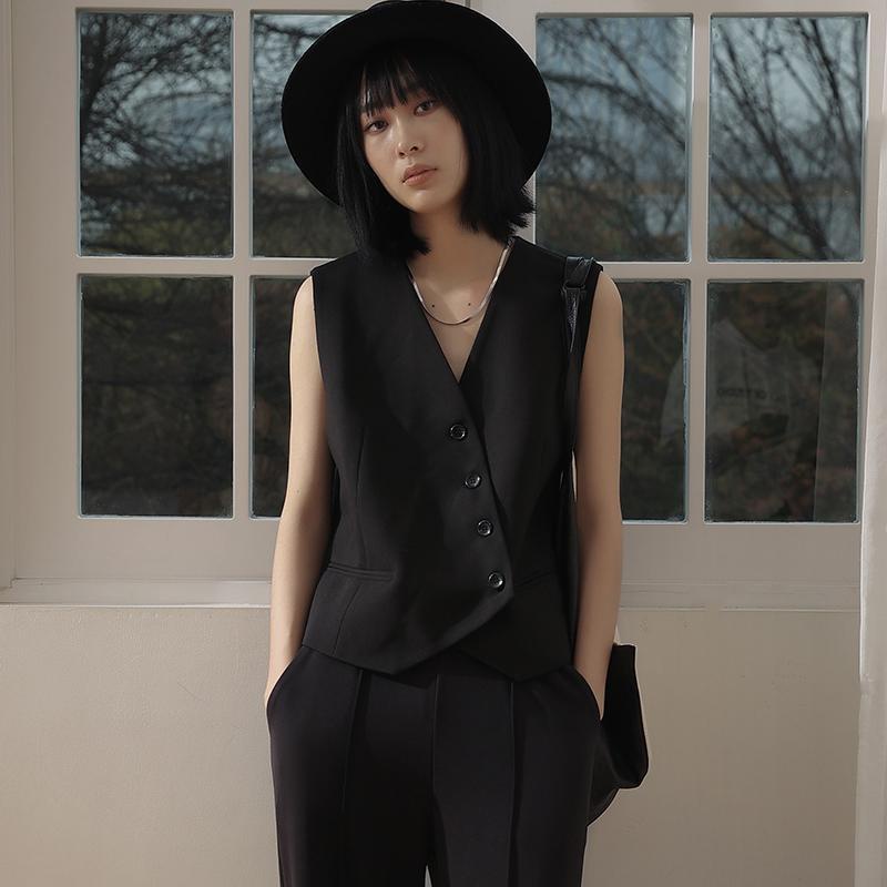 Áo Vest Không Tay Màu Đen Phong Cách Retro Thời Trang Mùa Hè Dành Cho Nữ