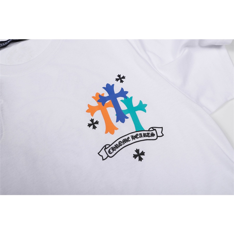 Chrome- Áo Thun Tay Ngắn Dáng Rộng 349 Ngắn In Họa Tiết Ngựa / Hoa / Mặt Cười Sanskrit Màu Cầu Vồng Cho Nam Và Nữ