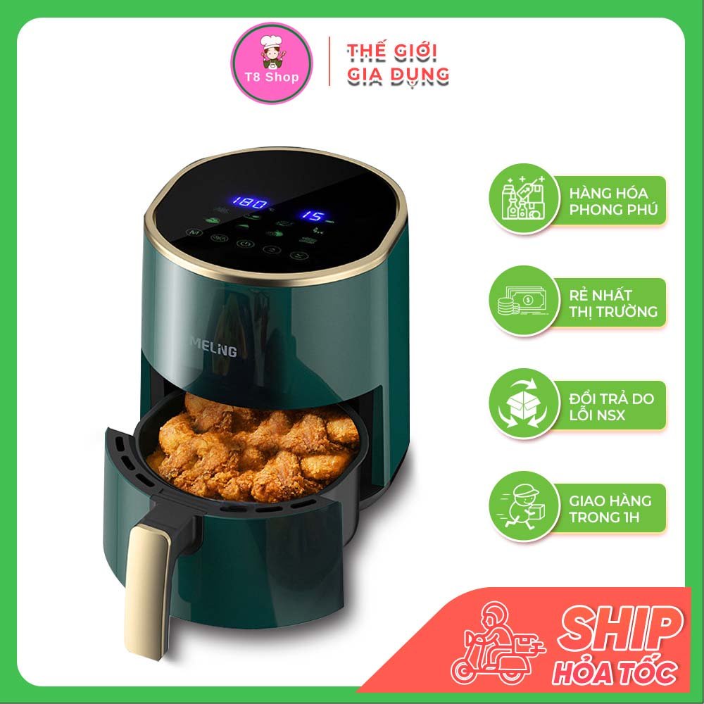 Nồi Chiên không Dầu Đa Năng MELING Chính Hãng Thông Minh ,Bằng Thép Khồng Gỉ Dung Tích 5Lít_5,5Lít (Mẫu Mới 2023)