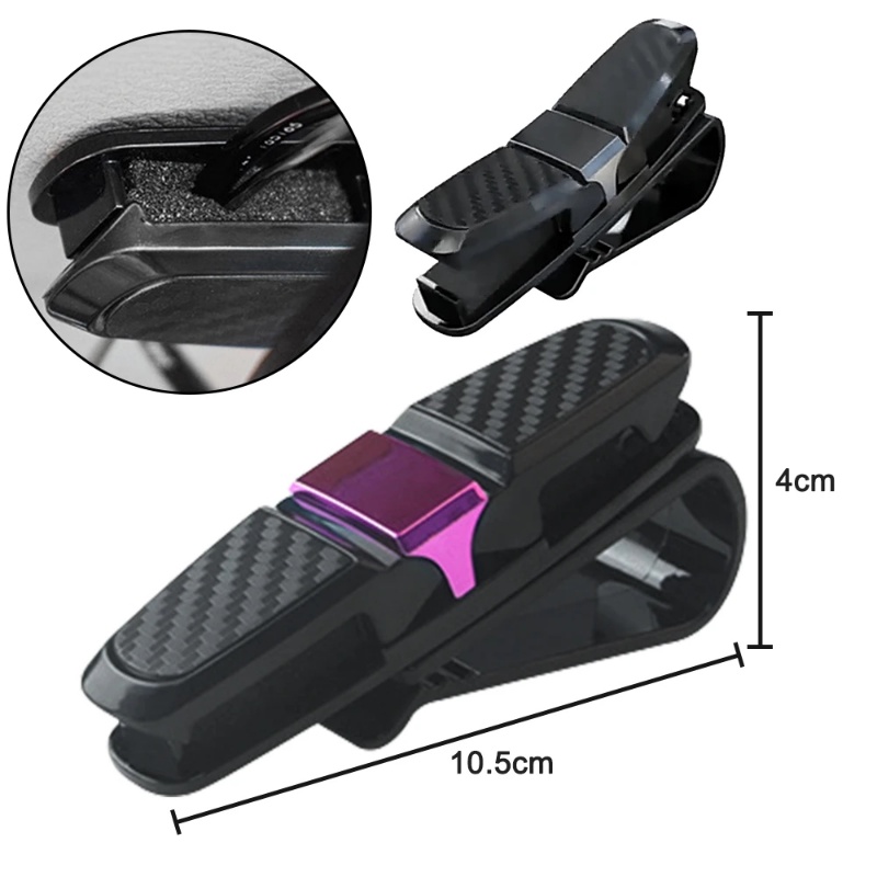 Giá Đỡ Kính Mát Kẹp Đôi Thông Dụng Cho Xe Hơi / 180° Kẹp Sắp Xếp Tấm Che Nắng Xe Hơi Bằng Sợi Carbon Có Thể Xoay Được