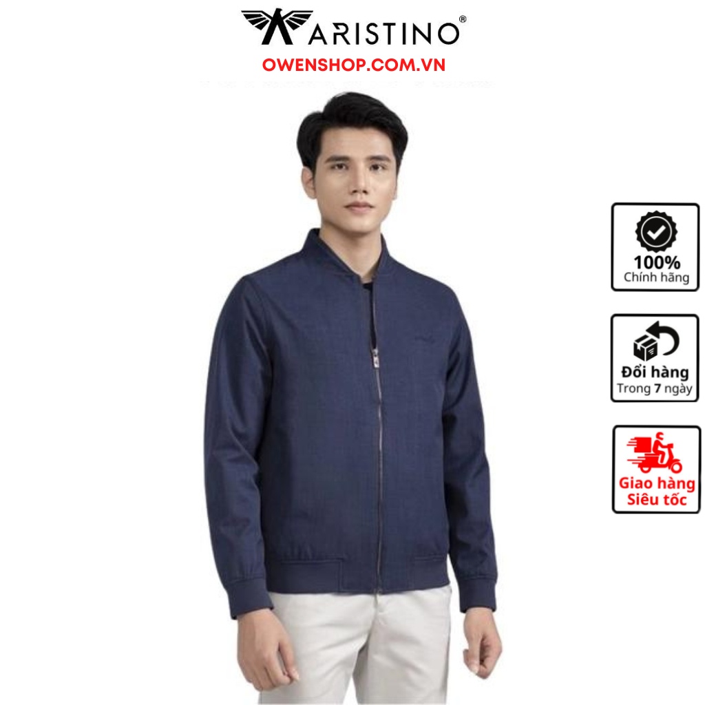 Áo khoác gió 2 lớp cao cấp Arisitno AJK032W2 jacket trơn màu xước melange dáng Regular fit suông vừa cổ trụ khỏe khoắn