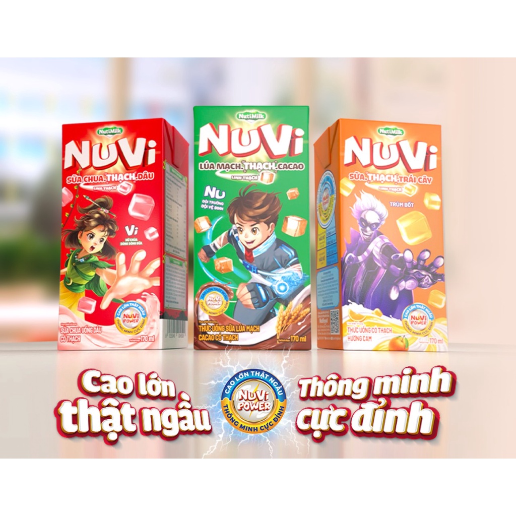 Lốc 4 hộp sữa thạch Nuvi 180ml