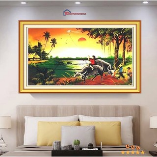 Tranh đính đá phong cảnh làng quê việt nam 70cm x 50cm
