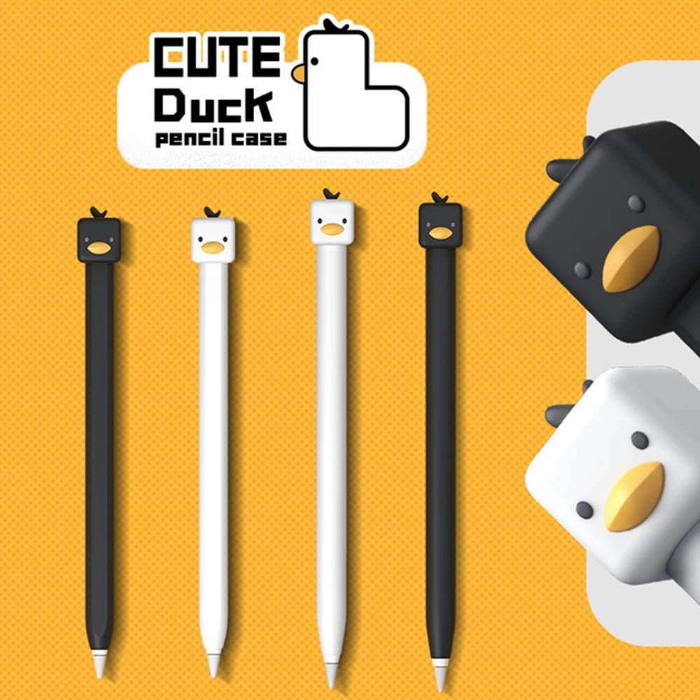 Vịt dễ thương cho Apple Pencil 1/2 trường hợp cho iPad Máy tính bảng Touch Pen Stylus Phim hoạt hình bảo vệ tay áo Vỏ bút chì silicone