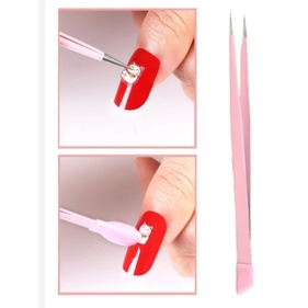 Nhíp  gắp đá nail có đầu miết màu sắc giao ngẫu nhiên