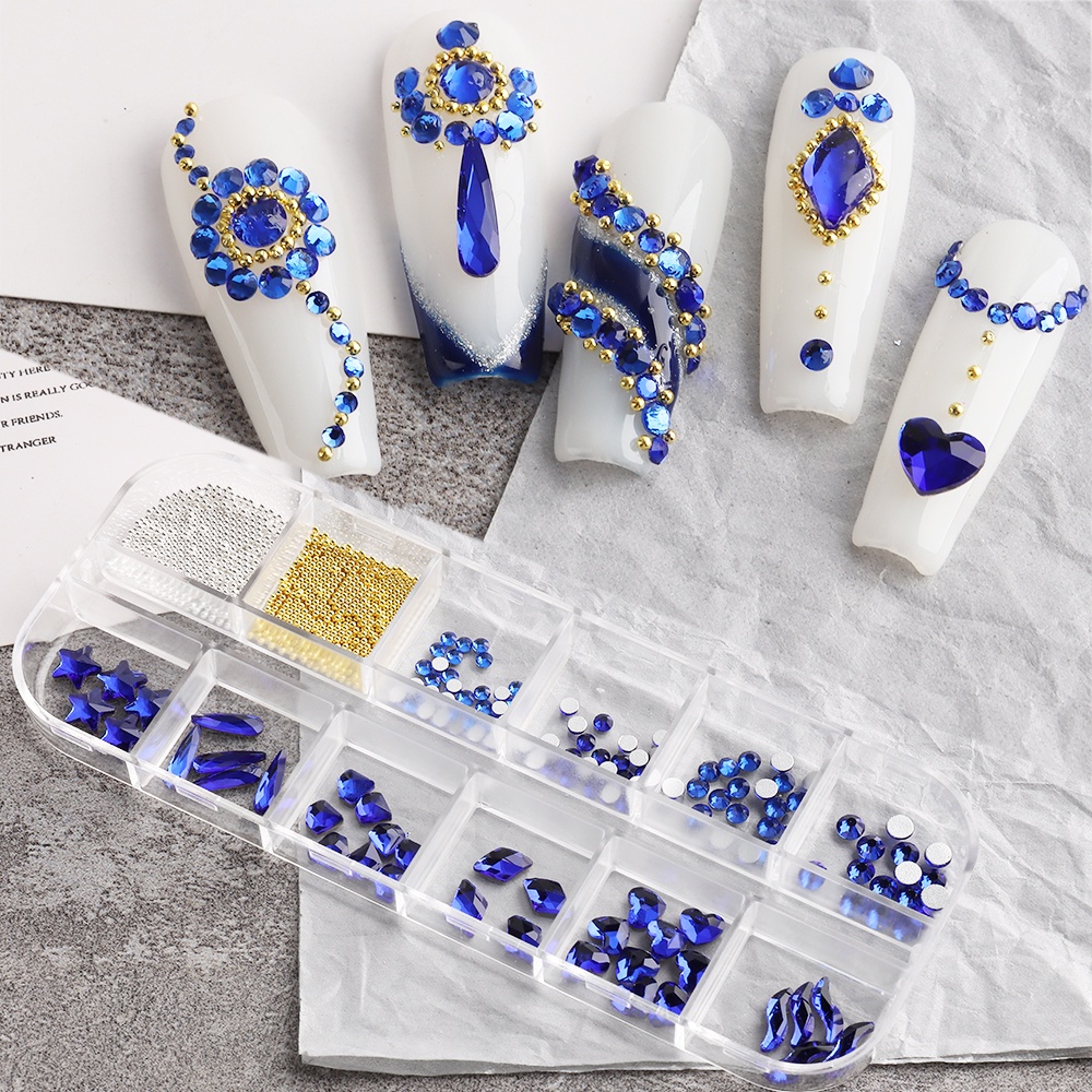 Hạt Đá Pha Lê 3D Màu Trắng Hình Trăng Sao Trái Tim Trang Trí Móng Tay Nghệ Thuật