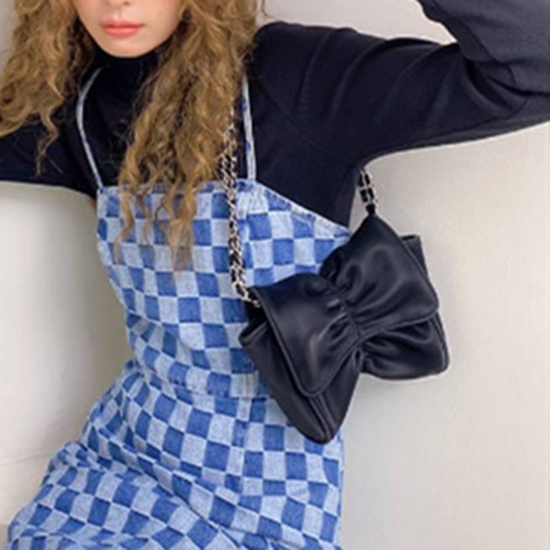 Túi Đeo Vai Đính Nơ Dây Xích Thời Trang Cho Nữ