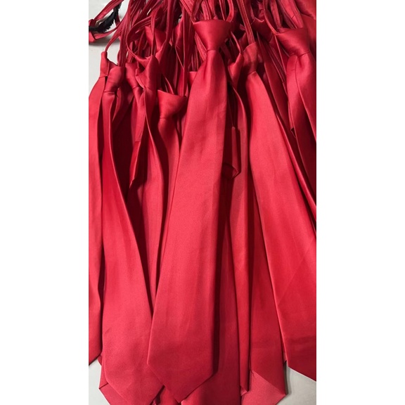 Cà Vạt 8cm Màu Đỏ Đen Trơn Phối Khóa Kéo Cá Tính Cho Nam Và Nữ Cà Vạt