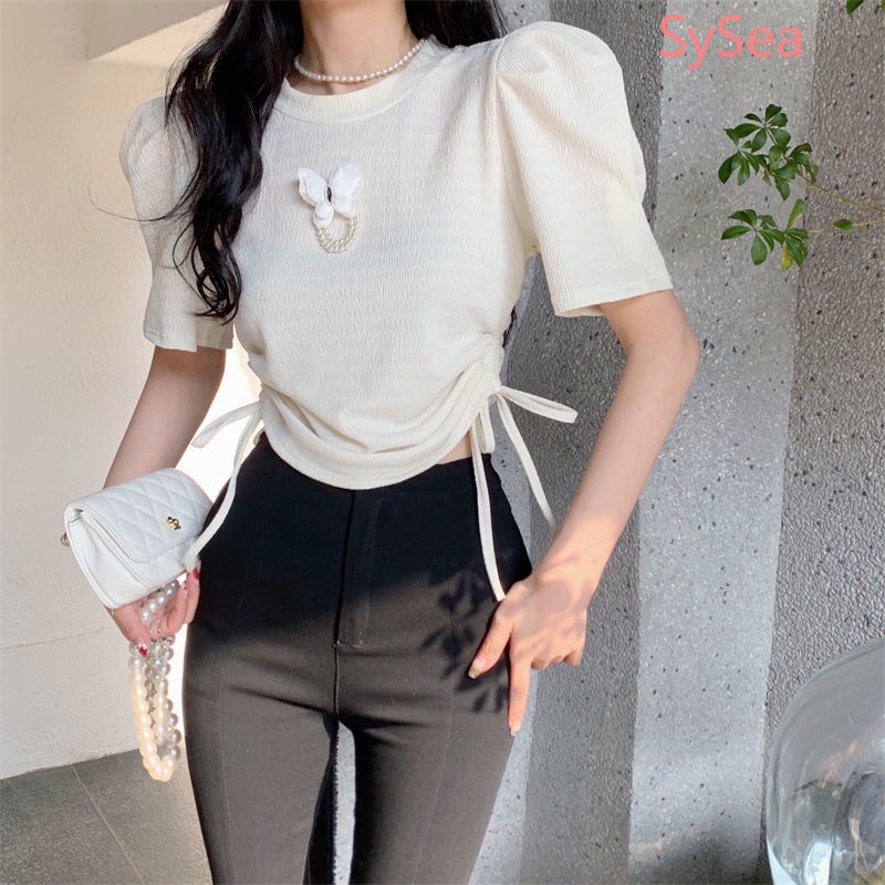 Áo Thun Tay Phồng Phối Dây Rút Thời Trang Mùa Hè Dành Cho Nữ