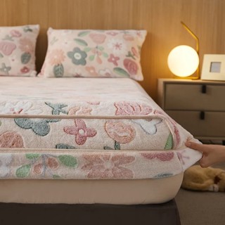 Vỏ Bọc Ga Giường Bằng Vải Nhung San Hô Dày Dặn Chống Trượt Giữ Ấm Mùa Đông