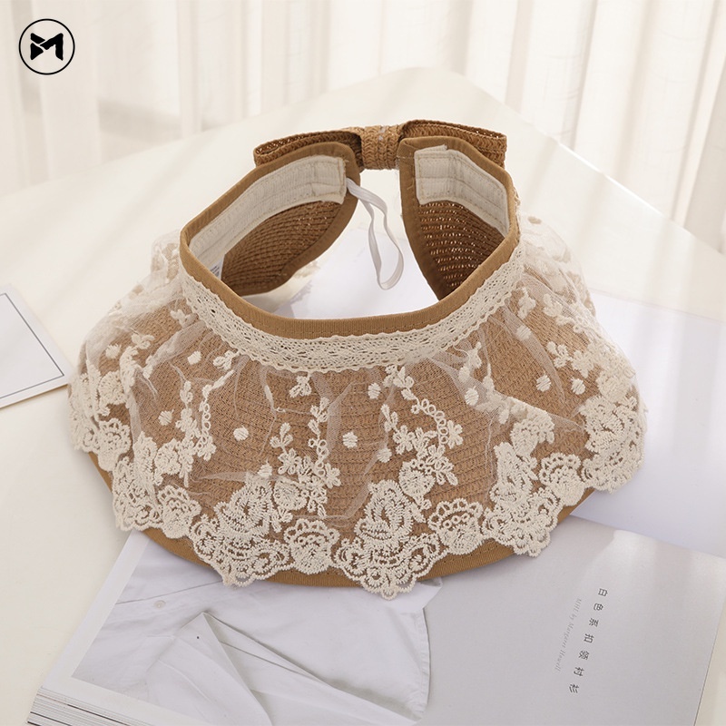 Mũ Cói Chống Nắng/Tia Uv Vành Rộng Phối Ren Dành Cho Bé Gái 2-8 Tuổi