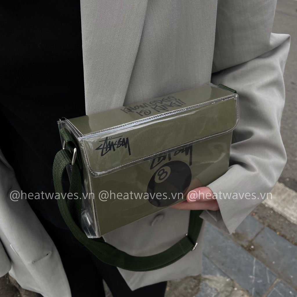 Túi hộp đeo chéo Stussy 8 ball xanh Box shoes custom mini bag