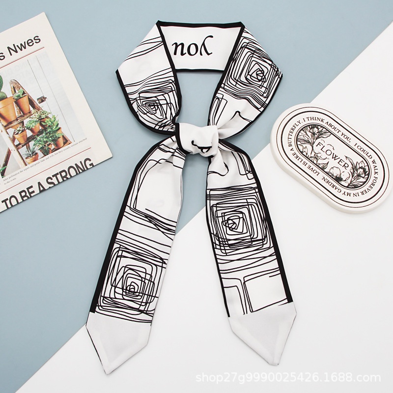 Khăn Choàng Lụa In Họa Tiết Trừu Tượng Đa Năng Dùng Trang Trí Túi Xách / Khăn Quàng Cổ / Băng Đô