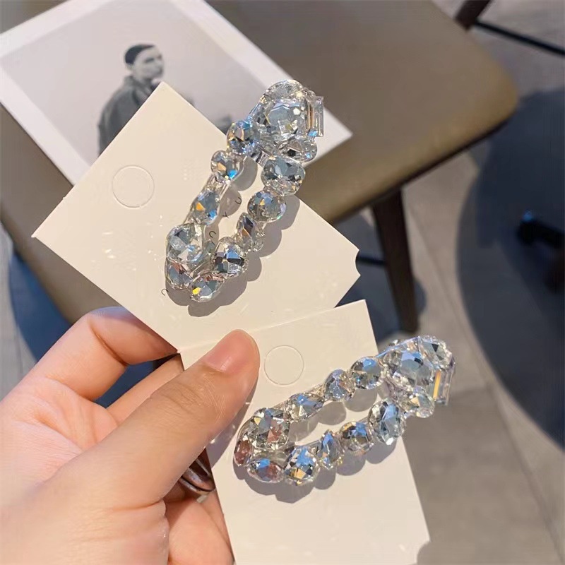 Kẹp Tóc Đính Đá Zircon Hình Oval Thời Trang Cho Nữ