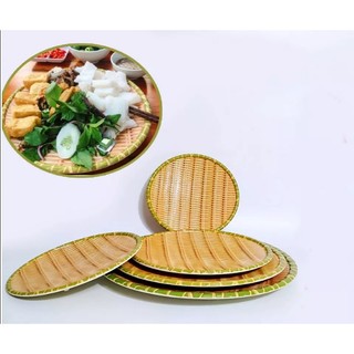 Đĩa phíp giả tre đan - mẹt đựng đồ ăn hình tròn