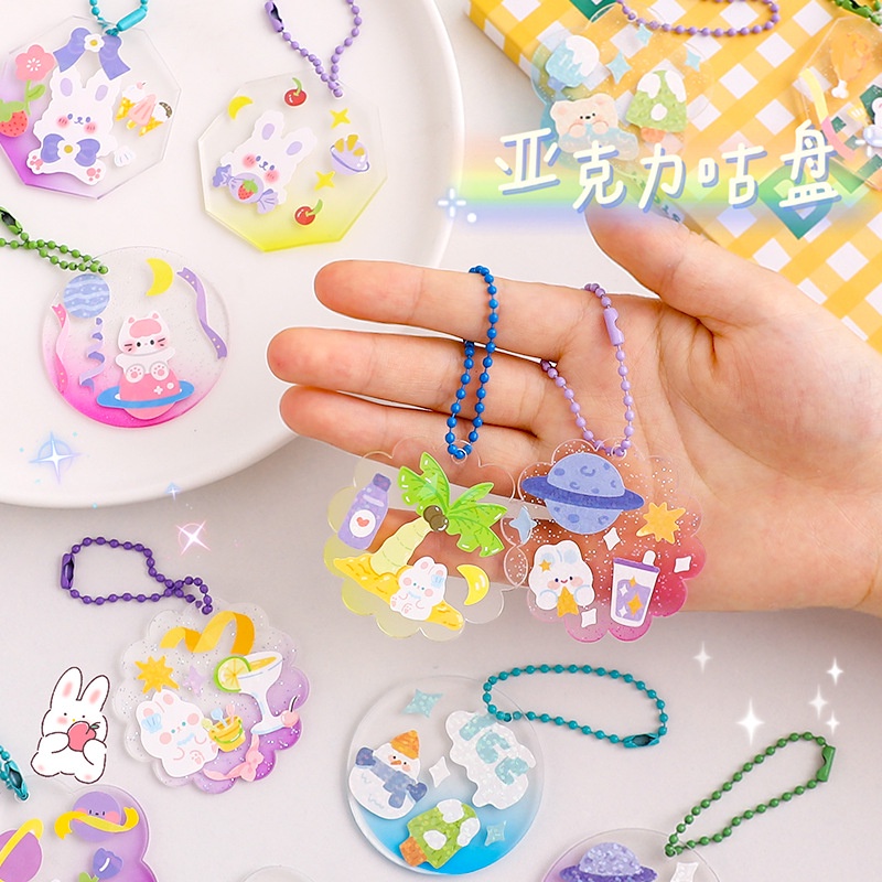 Miếng Dán Acrylic Trong Suốt Màu Gradient Trang Trí Móc Khóa / Thẻ Cuckoo