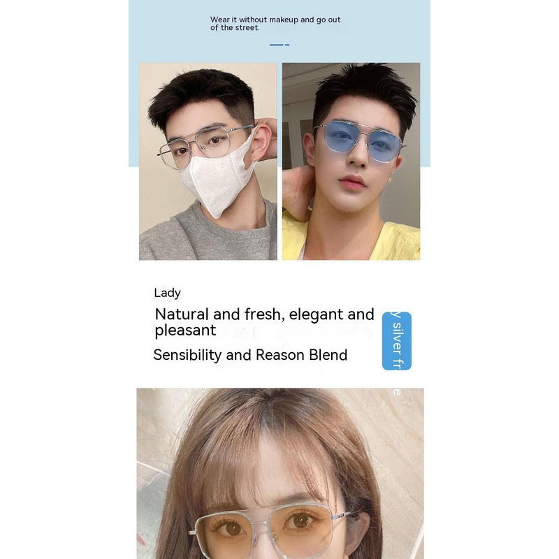 Kính Mát Gọng Lớn Hai Chùm Siêu Nhẹ Thay Đổi Màu Sắc Theo Phong Cách retro Cho Nam