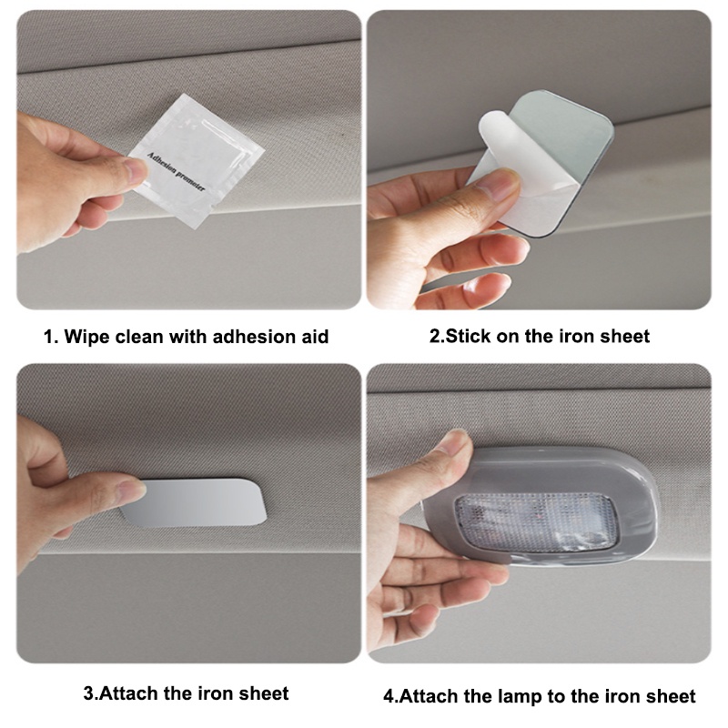 Đèn Led Gắn Trần Xe Hơi Bằng Kim Loại Hít Nam Châm Có Thể Sạc Lại Bằng Cổng USB Nhiều Màu Sắc