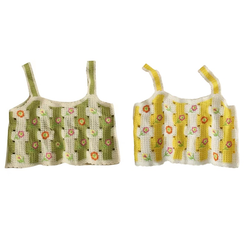 Brroa Áo Sweater Dệt Kim Không Tay Họa Tiết Kẻ Sọc Thêu Hoa Khối Màu Ngọt Ngào Cho Nữ