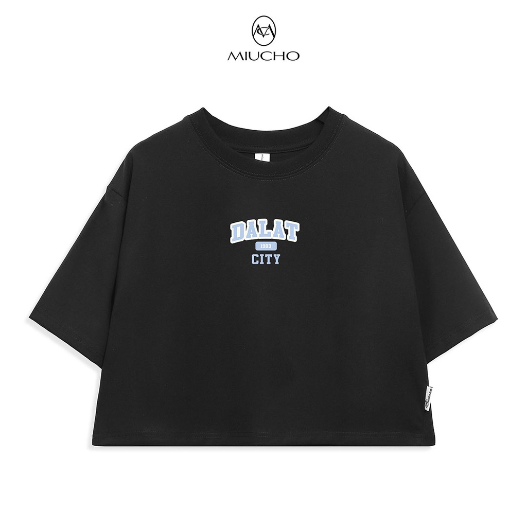 Áo croptop nữ tay ngắn cổ tròn vải thun cotton kiểu hàn quốc CR046 Miucho in hình hoạ tiết