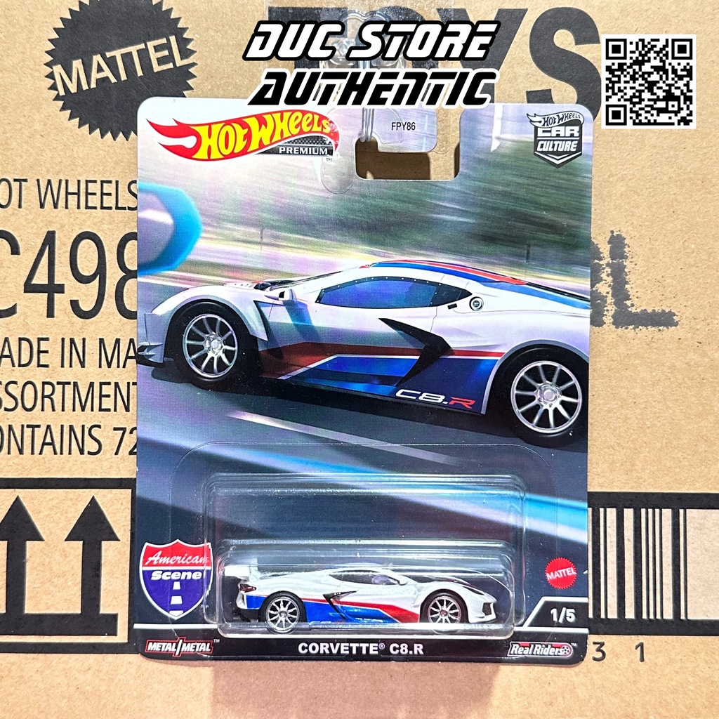 Ducstore.vn Xe mô hình HCK03 Hot Wheels Premium Corvette C8.R - bánh cao su