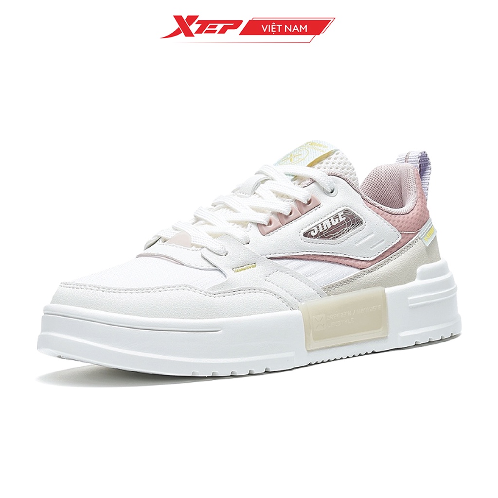 Giày sneaker nữ Xtep chính hãng, đế bằng hoạ tiết xinh xắn, dễ phối đồ, đế giày mềm mại 878318310020