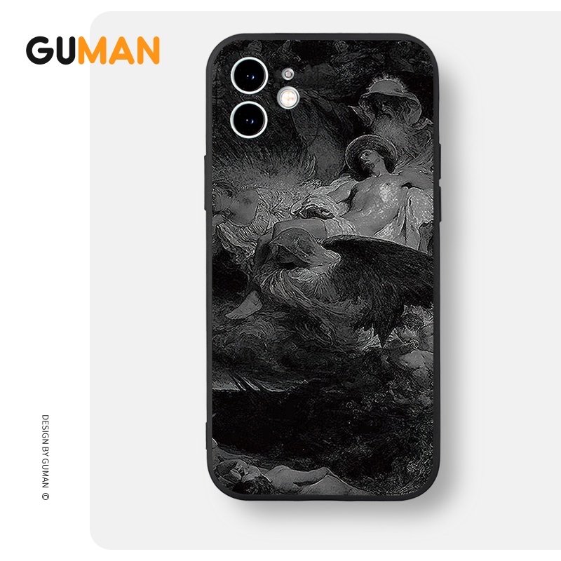 Ốp lưng GUMAN Mềm ngầu nam đen dễ thương đẹp Cho iPhone 14 13 12 11 Pro Max SE 2020 X XR XS 8 7 ip 6S 6 Plus kute XYB1189