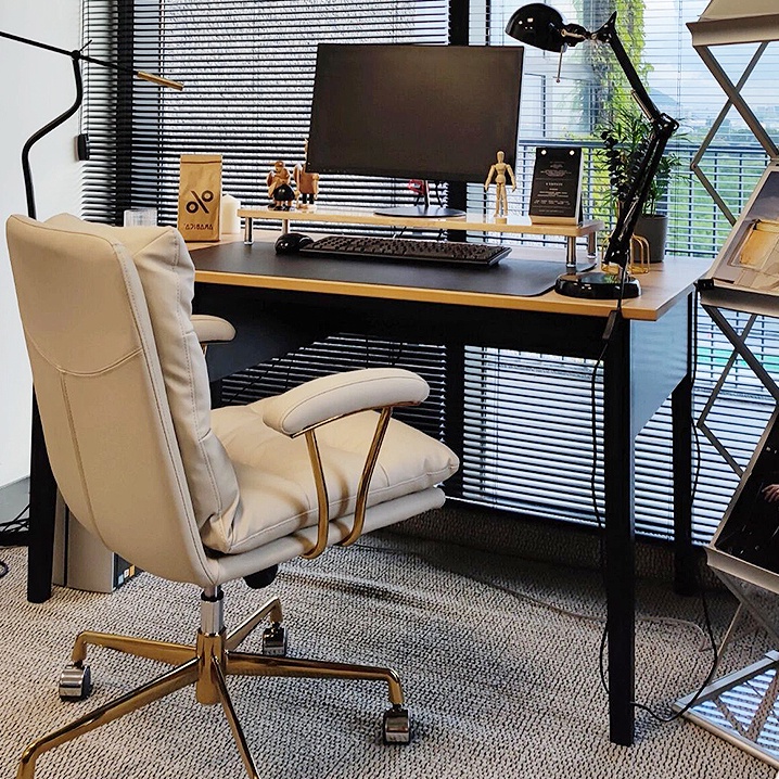 Ghế bàn làm việc có chân xoay đệm cao su non, ghế văn phòng điều chỉnh chiều cao có tay vịn phong cách sang trọng
