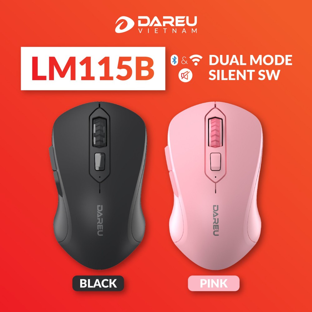 Chuột không dây LM115B siêu bền dual mode Bluetooth 5.0 + Wireless 2.4GHz dành cho laptop macbook DareU Bexal DU10